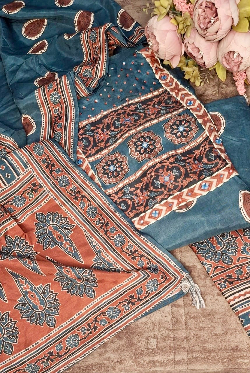 Muslin Ajrak Suit