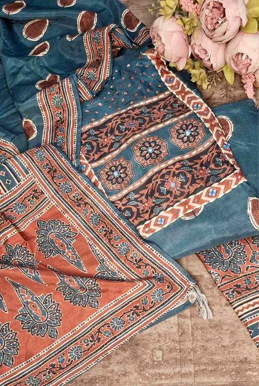 Muslin Ajrak Suit